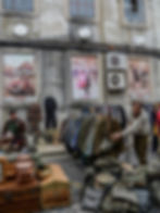 Selling clothes at a thrift market